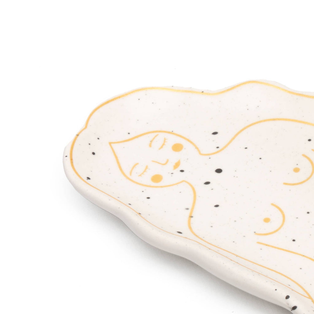 Quemador de incienso blanco con diseño original de cuerpo femenino - Pintado a mano HF