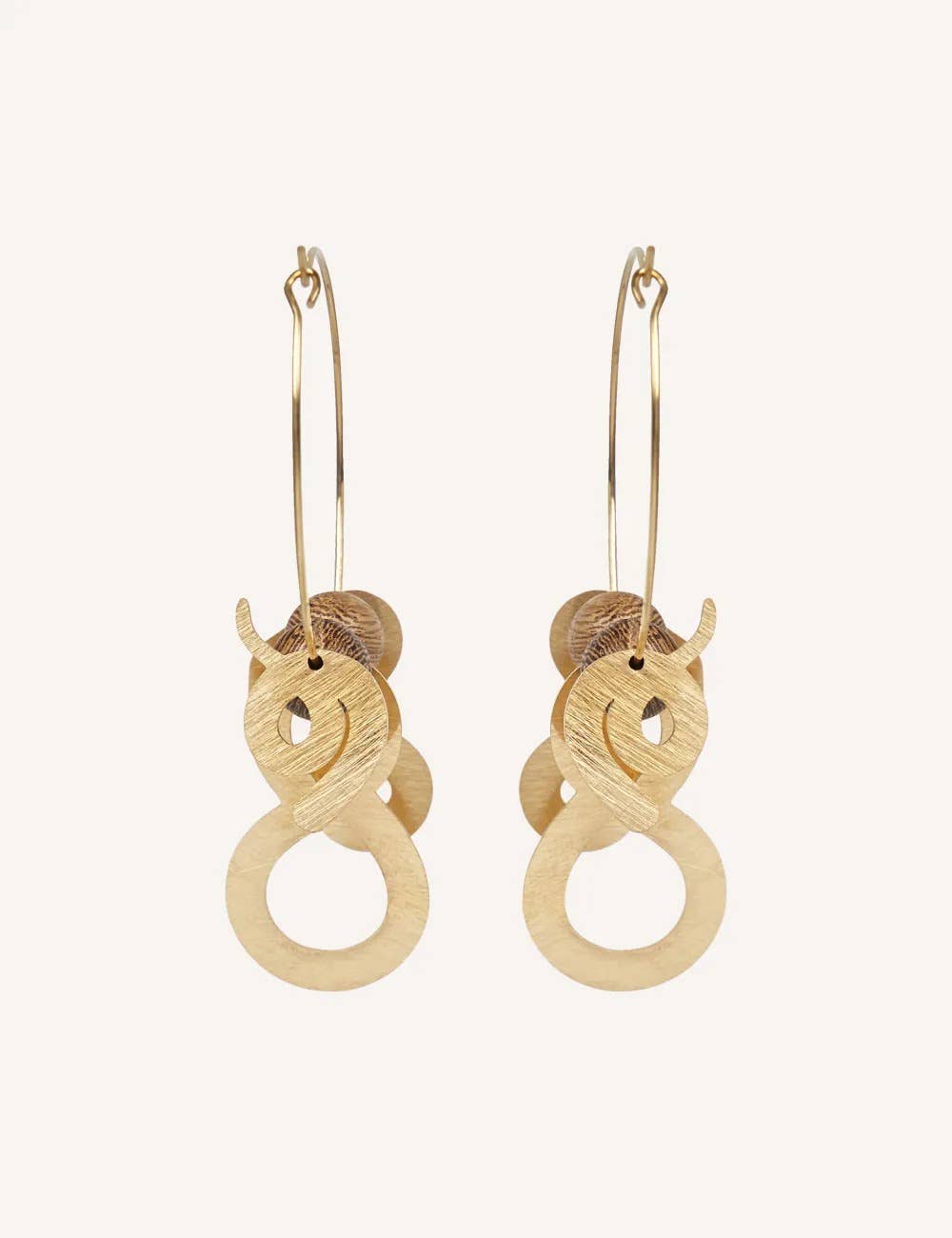 Pendientes serpiente/ Acero inoxidable y madera