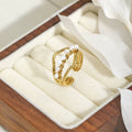 Anillo ajustable de acero inoxidable chapado en oro con nácar