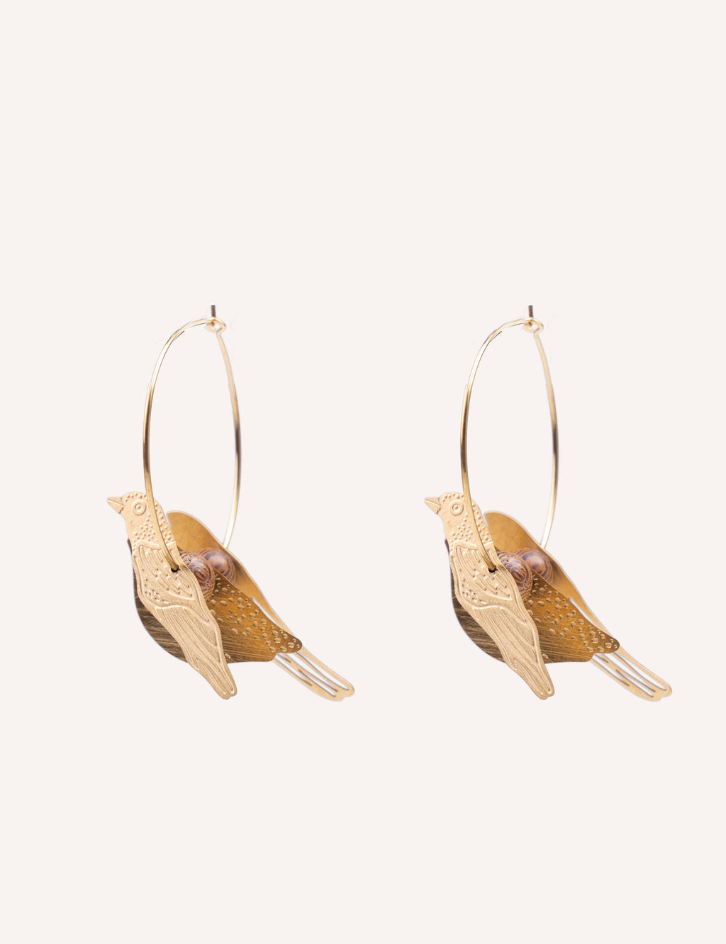 Pendientes pajaritos 3D / Acero + Madera