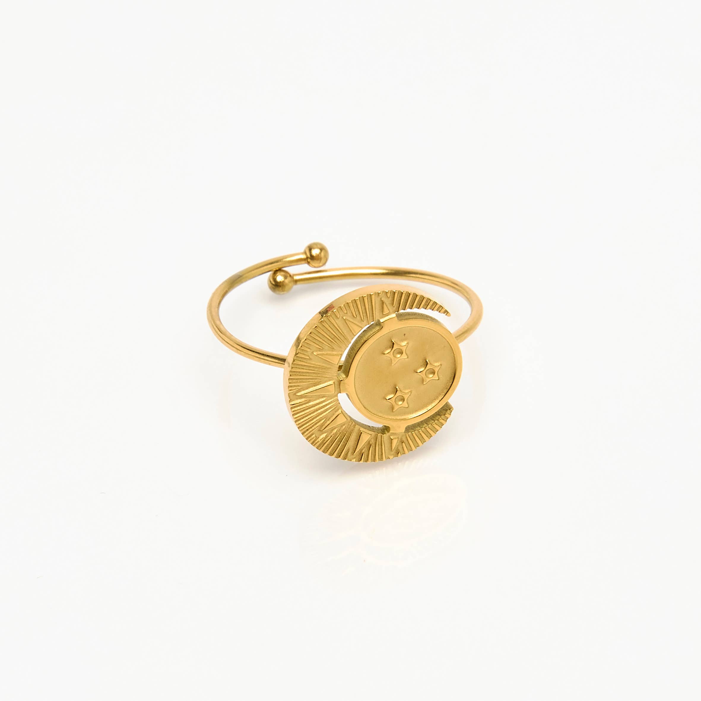 Anillo luna y la estrella/ dorado de acero inoxidable